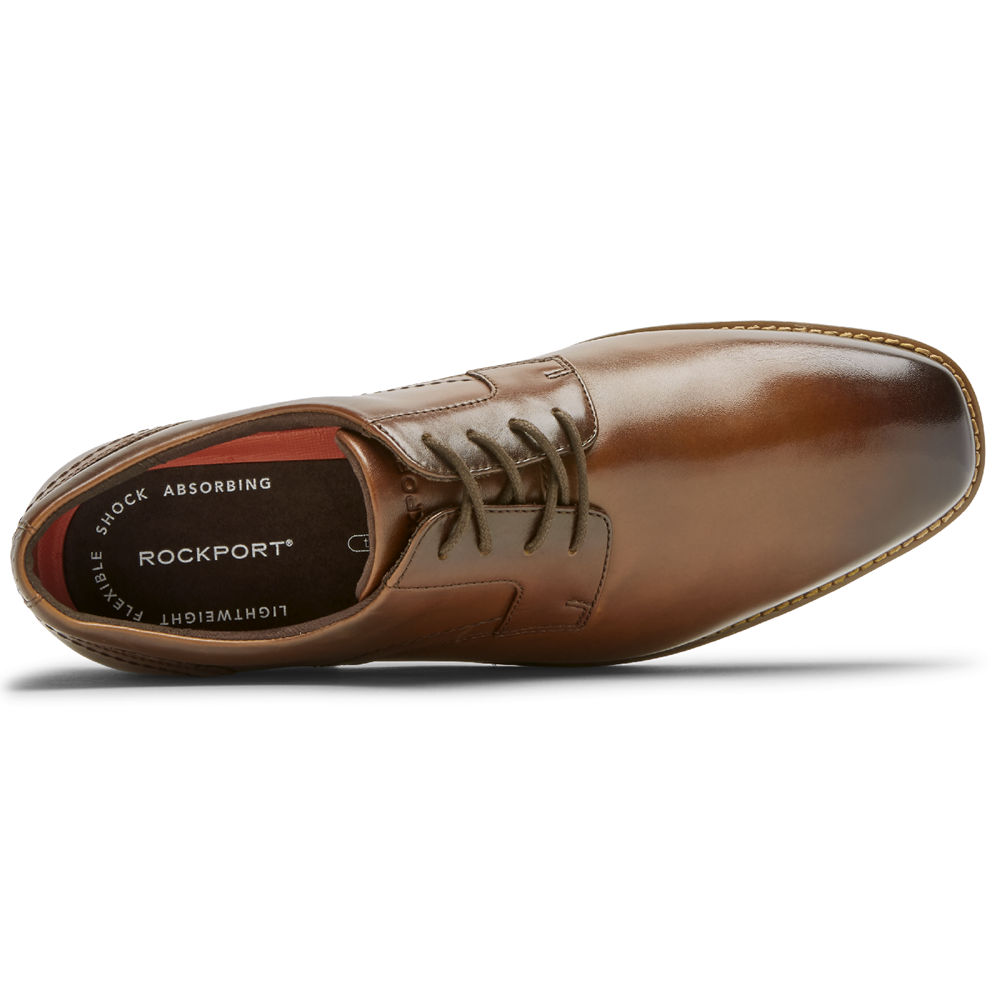 Rockport Singapore Mens Lace Up - Slayter Plain Toe Shoe Brown - KP9412380